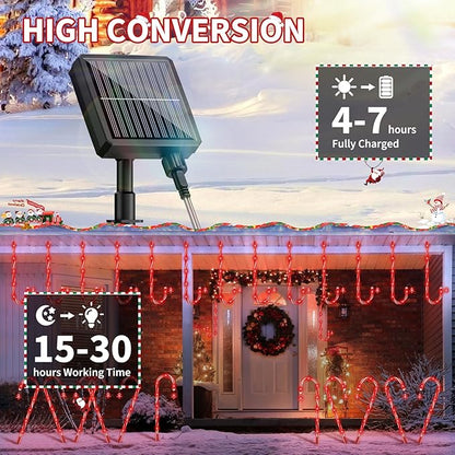 AOSEA 20 Pack Christmas Decorations Outdoor, 160 Red LEDs Solar Christmas Candy Cane Lights, Solar Pathway Lights with 8 Lighting Modes, Waterproof Solar Lights for Yard, Walkway, Lawn, Garden Decor