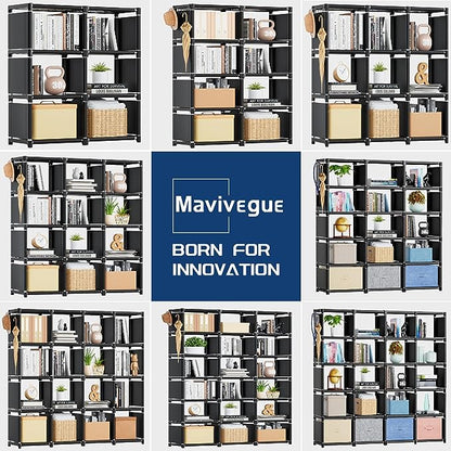 Mavivegue Book Shelf, 6 Cube Storage Organizer, DIY Bookcase, Metal Cube Bookshelf,Tall Book case for Bedroom, Living Room,Office,Closet Storage Organizer, Black Cubicle Storage Rack
