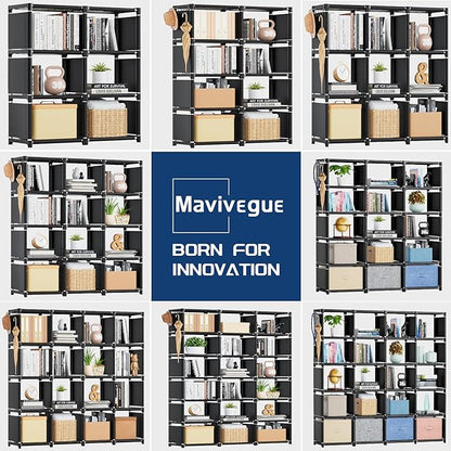 Mavivegue Bookshelf,10 Cube Storage Organizer,Book Shelf Organizer,Tall Bookcase Shelf,Book Cases/Shelves,Black Cube Shelf,Cubbies Closet Storage Organizer Shelves for Bedroom,Living Room,Home,Office