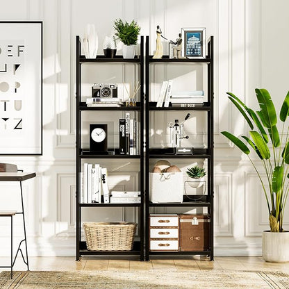 NUMENN Narrow Bookshelf, 5 Tier Bookshelves, Home Office Bookcase Shelf Storage Organizer, Free Standing Storage Shelving Unit for Bedroom, Living Room and Home Office, Black