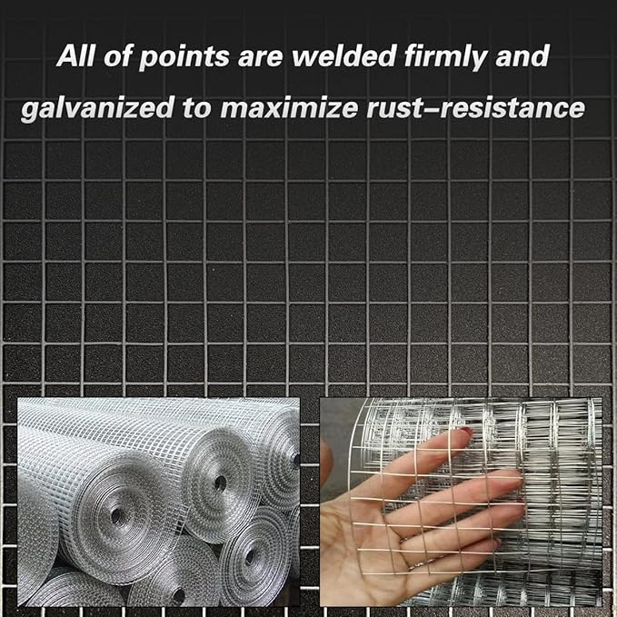 Hardware Cloth 16'' x 20' 1/4 in Galvanized Wire Mesh Roll (23 GA) Chicken Wire Fence Roll for Chicken Pen/coop Fences, Screen mesh, Rabbit/Snake Fences, Poultry enclosures, Handicraft Making, etc.