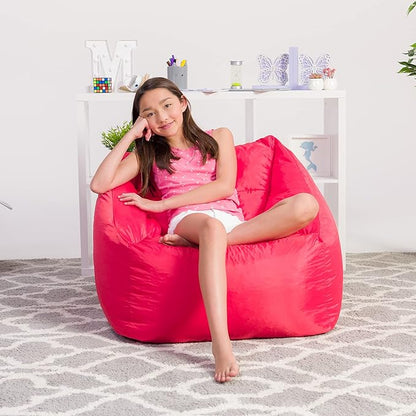 Posh Creations Structured Comfy Seat for Playrooms and Bedrooms, Large Bean Bag Chair, Coronado Chair, Red