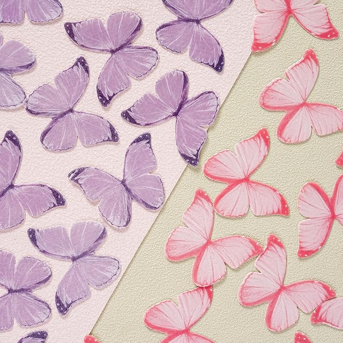 Pink Butterfly Decorations, 60 Pcs Edible Butterflies, edible wafer paper butterflies, pink butterfly for cupcake toppers, cake, ice cream topper