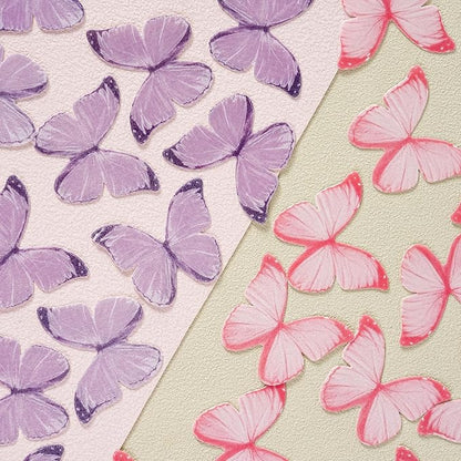 Pink Butterfly Decorations, 60 Pcs Edible Butterflies, edible wafer paper butterflies, pink butterfly for cupcake toppers, cake, ice cream topper
