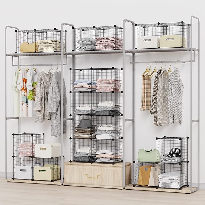 HOMIDEC Wire Cube Storage, Storage Shelves 6 Cube Bookshelf Bookcase Closet Organizer and Storage, Wire Storage Shelves Multi-Use DIY Storage Cube Shelf for Books, Toys, Clothes, Tools