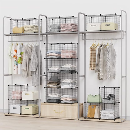 HOMIDEC Wire Cube Storage, Storage Shelves 6 Cube Bookshelf Bookcase Closet Organizer and Storage, Wire Storage Shelves Multi-Use DIY Storage Cube Shelf for Books, Toys, Clothes, Tools