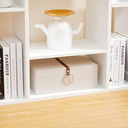 VASAGLE Bookshelf, Tree-Shaped Bookcase with 13 Storage Shelves, Rounded Corners, 9.8”D x 33.9”W x 55.1”H, White ULBC067W01