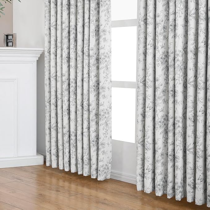 Pinch Pleated Vintage Floral Curtains - Room Darkening Drapes for Bedroom Living Room.2 Panels,150 Inches Wide 84 Inches Long