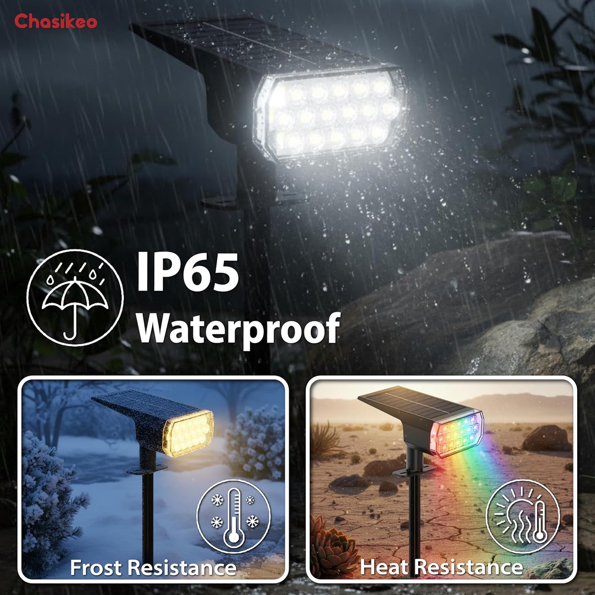Solar Lights Outdoor Waterproof, 3 Lighting Modes Solar Spot Lights Outdoor | LED Solar Spotlights, Ultra Bright Dusk-to-Dawn Uplights for Garden, Landscape, Yard, Pathway, IP65, Auto On/Off