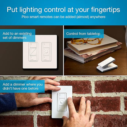 Lutron Caseta Original Smart Dimmer Switch Starter Kit, with Pico Remote, Wall Plate, and Smart Hub, Works with Alexa, Apple Home, and Google Home, 3 Way, 150W, No Neutral Req, P-BDG-PKG1W