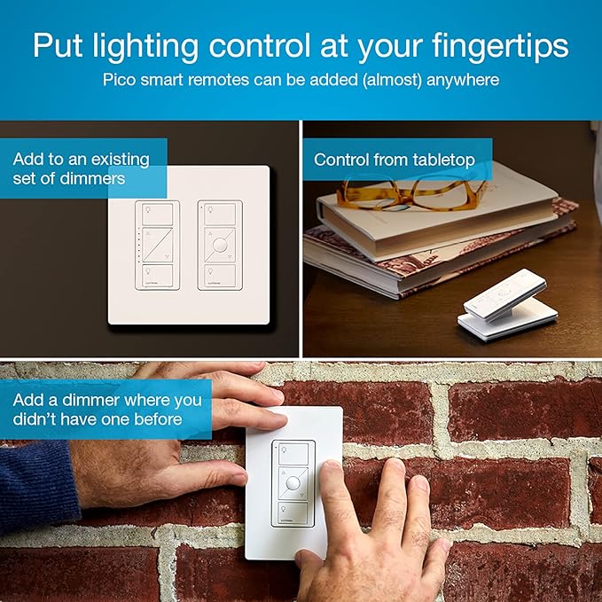 Lutron Caseta Original Smart Dimmer Switch Kit, 2 Dimmer Switches, 2 Wall Plates, 2 Remotes, 2 Pedestals, and Smart Hub, Works with Alexa, Apple Home, Google Home, 3Way, 150W, No Neutral, P-BDG-PKG2W