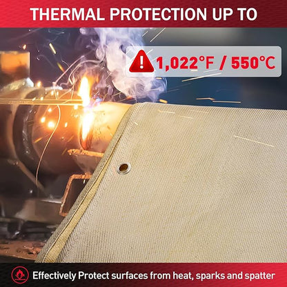 Fiberglass Welding Blanket 4x6 ft - KANHIRO Heavy Duty Heat Resistant Fabric, 1022 °F Fire Resistant Blankets, High Temp Insulation Blanket for Industrial, Smoker, Camping, Grill