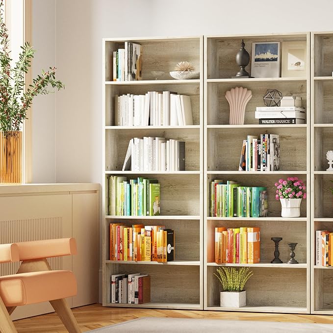 IRONCK Bookshelves and Bookcases Set of 2 Floor Standing 6 Tier Display Storage Shelves 70in Tall Bookcase Home Decor Furniture for Home Office, Living Room