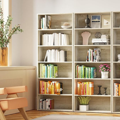IRONCK Bookshelves and Bookcases Set of 2 Floor Standing 6 Tier Display Storage Shelves 70in Tall Bookcase Home Decor Furniture for Home Office, Living Room