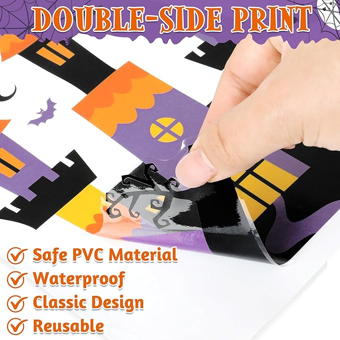 115PCS Halloween Window Clings, 9 Sheets Halloween Decorations, Cute Witch Tree Zombie Ghost Patterns PVC Window Stickers for Treat or Trick Party Favors Decal Supplies Decor Accessories