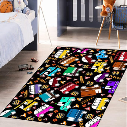 Car Rug Play Mat Kids Rugs for Playroom Car Rug for Boys Room Kids Mat Construction Play Mat Car Play Rug Car Carpet for Kids Carpet for Bedroom Truck Rugs for Boys Room,Black 3'×5'