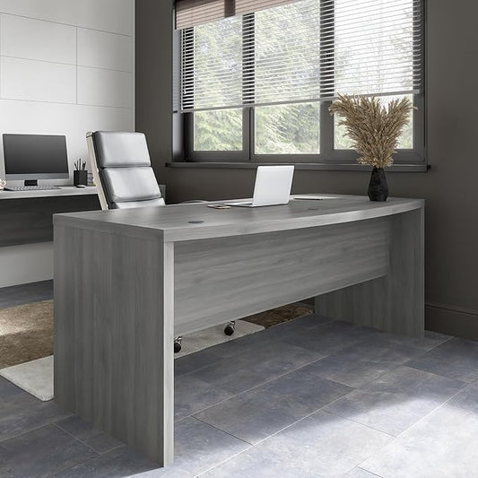 Bush Business Furniture Echo Bow Front Desk, 72W, Modern Gray