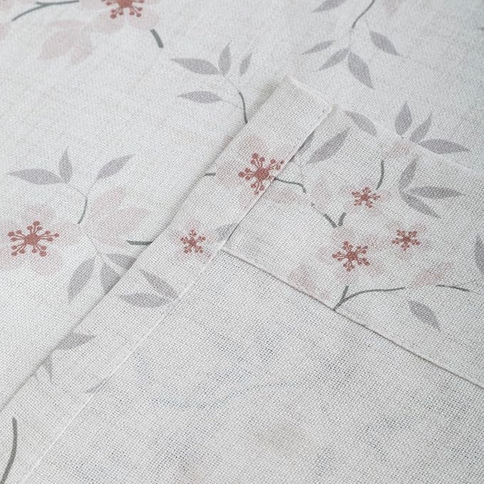 Pink Floral Pinch Pleated Linen Curtains - 2 Panels of Privacy Light-Filtering Printed Curtains Suitable for Dining Rooms and Farmhouses.60 Inches Wide by 100 Inches Long