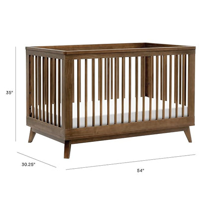 Babyletto Scoot 3-in-1 Convertible Crib with Toddler Bed Conversion Kit in Natural Walnut, Greenguard Gold Certified