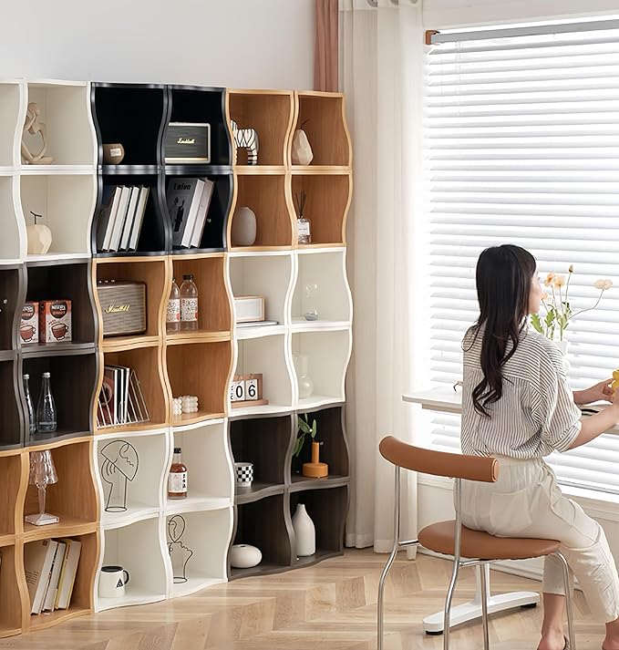DIY Bookcase, 2 Cube Storage Organizer, Stackable Modular Book Shelf for Bedroom, Living Room, Office, Closet