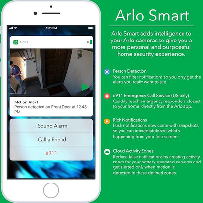 Arlo (VMC4030P-100NAS) Pro 2 - Add-on Camera, Rechargeable, Night Vision, Indoor/Outdoor, HD Video 1080p, Two-Way Talk, Wall Mount, Cloud Storage Included, Works with Arlo Pro Base Station, Kit Only