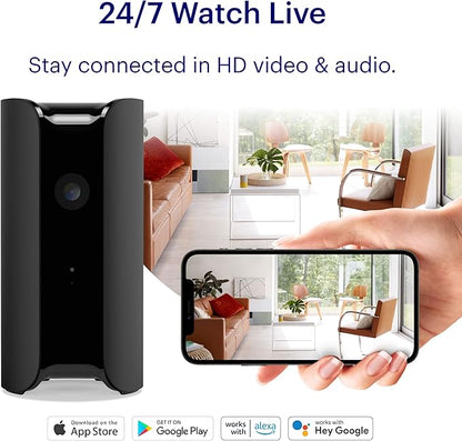 Canary View Indoor Home Security Camera 1080p HD WiFi IP | 24/7 Watch Live Video, Motion Alerts, Two-Way Talk, Night Vision, 10x Zoom, Private Mode, Compatible with Alexa, Google Assistant