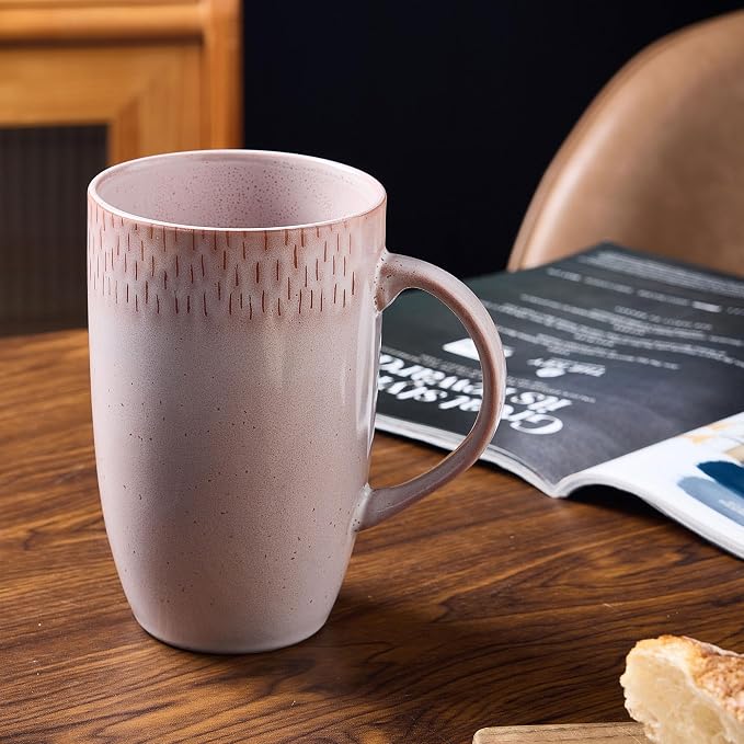 22oz Oversized Heavyweight Ceramic Coffee Mug, Large (Pink) | 22oz Extra Large, Oversized Heavyweight Ceramic, Reactive Glaze, Microwave & Dishwasher Safe, Prop 65 Compliant, Gift Box