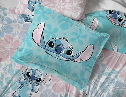 Disney Lilo & Stitch Full Comforter Set - 7 Piece Bedding includes Sheet Set & Pillow Covers - Super Soft Kids Floral Bedding