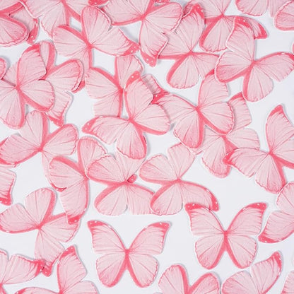 Pink Butterfly Decorations, 60 Pcs Edible Butterflies, edible wafer paper butterflies, pink butterfly for cupcake toppers, cake, ice cream topper