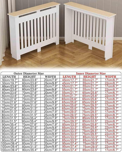 Modern Radiator Covers Wall Heater Cover Cabinet Shelf Bathroom Floor Radiator Shelve, Hide Cluttered Pipes/Easy to Install, Suitable for Household Living Room, White(35.4" Lx35.4 Hx7.9 W)