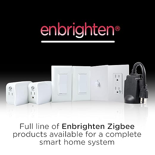 Enbrighten Zigbee Dimmer, QuickFit & SimpleWire, Pairs Directly with Echo Studio/Show 10/Plus 1st & 2nd Gen, Works WIth Alexa, Google Assistant, White & Light Almond, Smart Light Switch, 43080