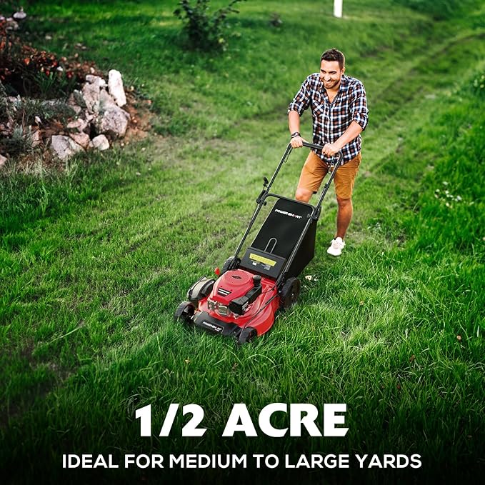 PowerSmart Self Propelled Gas Lawn Mower, 21-Inch with 170cc 4-Cycle OHV Engine 2-in-1 Rear-Wheel Drive Lawnmower with Bagging