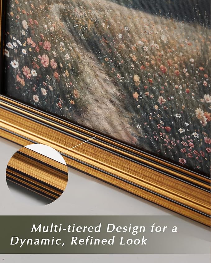 HUARCEY Gold Framed Vintage Wall Art for Living Room Country Orange Trees Earthy Room Decor Aesthetic Oil Painting Wall Picture Farmhouse Canvas Print Artwork for Kitchen Bedroom Bathroom Decor 12x16