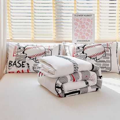 Baseball Comforter Twin,Sports Bedding Set for Boys,Boys Baseball Bedding Set Twin,Teen Boy Comforter with 2 Pillowcases