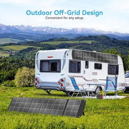 Ecosonique 300W Portable Solar Panel for Most Power Stations, Foldable & Lightweight Solar Suitcase with Kickstands, 40V MC4 & Multi-Output for Solar Generators, RVs, Camping, and Outdoor Use