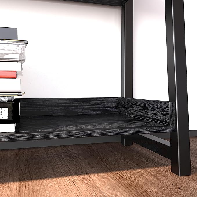 IRONCK Industrial Bookshelf 5-Tier 31.5in Wide, Bookcase Ladder Shelf, Storage Shelves Rack Shelf Unit, Accent Furniture Metal Frame, Home Office Furniture for Bathroom, Living Room