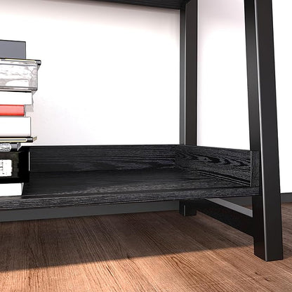 IRONCK Industrial Bookshelf 5-Tier 31.5in Wide, Bookcase Ladder Shelf, Storage Shelves Rack Shelf Unit, Accent Furniture Metal Frame, Home Office Furniture for Bathroom, Living Room