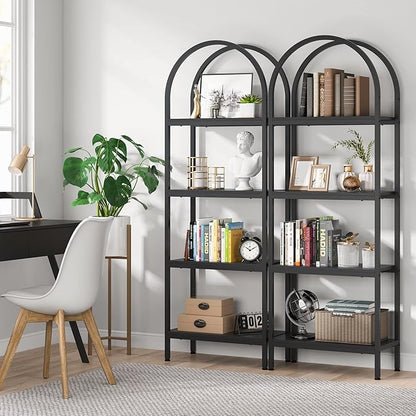 Tribesigns 4-Tier Open Bookshelf, 70.8" Wood Bookcase Storage Shelves with Metal Frame, Freestanding Display Rack Tall Shelving Unit for Office, Bedroom, Living Room, Easy Assembly (Black, 1PC)