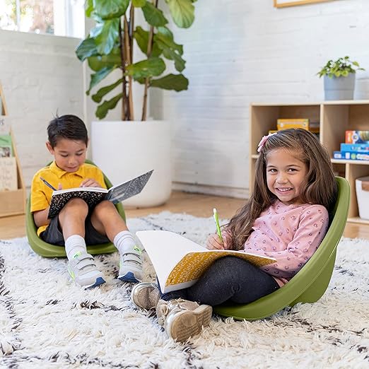 ECR4Kids Leaf Floor Seat, Rocker Chair, Fern Green, 6-Piece