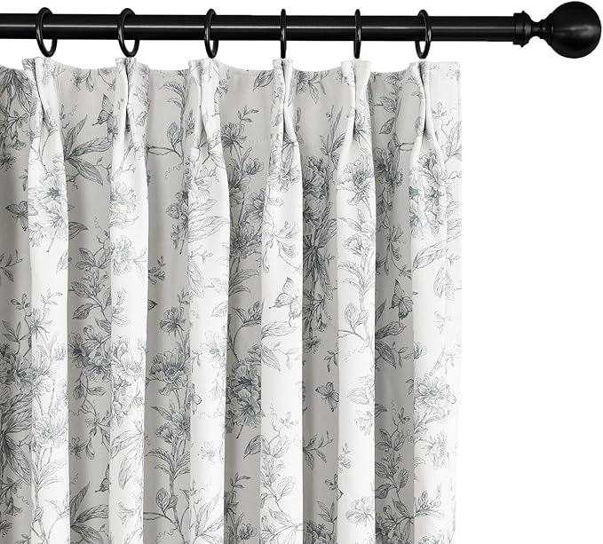 Pinch Pleated Vintage Floral Curtains - Room Darkening Drapes for Bedroom Living Room.2 Panels,150 Inches Wide 84 Inches Long