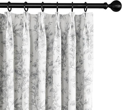 Pinch Pleated Vintage Floral Curtains - Room Darkening Drapes for Bedroom Living Room.2 Panels,150 Inches Wide 84 Inches Long