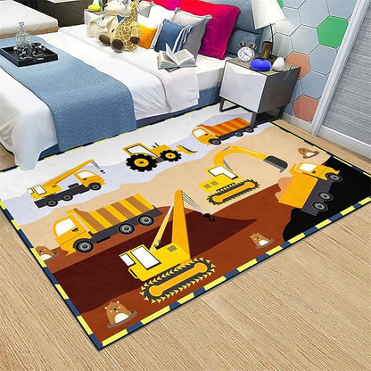 Construction Rugs for Boys Room Car Rug for Boys Room Car Rug Play Mat Kids Rugs for Playroom Car Play Mat Car Rugs for Kids Construction Decor for Boys Room 2'5''×4'