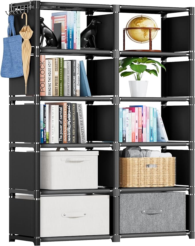 Mavivegue Bookshelf,10 Cube Storage Organizer,Book Shelf Organizer,Tall Bookcase Shelf,Book Cases/Shelves,Black Cube Shelf,Cubbies Closet Storage Organizer Shelves for Bedroom,Living Room,Home,Office