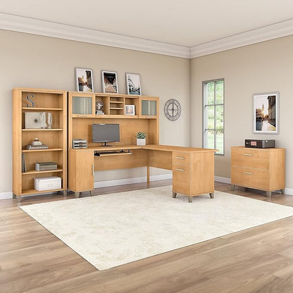 Bush Furniture Somerset 2 Drawer Lateral File Cabinet | Letter, Legal, and A4-size Document Storage for Home Office, 30W x 17D x 29H, Maple Cross