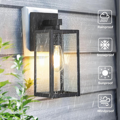 MAXvolador Outdoor Wall Light Fixture, Exterior Waterproof Wall Lantern | Porch Wall Sconce Large Black, Anti-Rust, E26 Socket, Clear Glass, Outside Wall Mount Light, Front Door Lighting for Garage