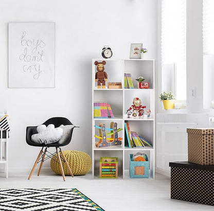 PACHIRA E-Commerce US Storage Cabinet 8-Cube, White Bookcase with Wooden Frame, Open Closet Standing Nursery Book Shelving Organizer Fits 11 Inch Storage Bin