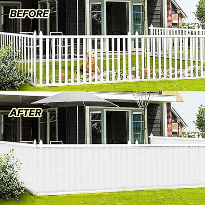 LOVE STORY Balcony Privacy Screen, 2.5'x5' Deck Shield Screen Fence Cover,UV Protection and Weather-Resistant,3 FT Height for Deck, Patio, Backyard, Outdoor Pool, Porch, Railing, White