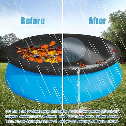 5ft Pool Pillows for Above Ground Pools, Heavy Duty Swimming Pool Air Pillow 0.4mm Thickened Pool Closing Winter Kit Pool Cover Float Balloon with String Repair Tape for Winterizing Ice Equalizer