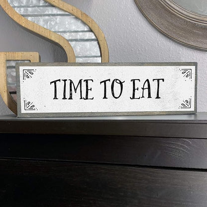 Kitchen Wood Signs (Medium - Wood And Metal, Time To Eat)
