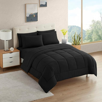 Sweet Home Collection College Bedding Set, 5 Piece Twin XL Comforter Set with 2 Pillowcases, Black